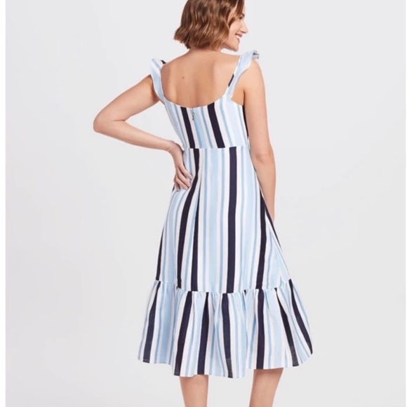Draper James NWT Stripe Midi Dress White/Blue $250 - Picture 2 of 14